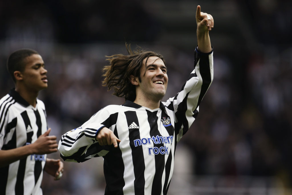 Hugo Viana of Newcastle United celebrates scoring the winning goal from a superb free-kick