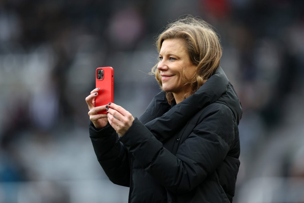 Amanda Staveley, Co-Owner of Newcastle United looks on prior to the FA Women's National League Cup match between Newcastle United and Portsmouth at...