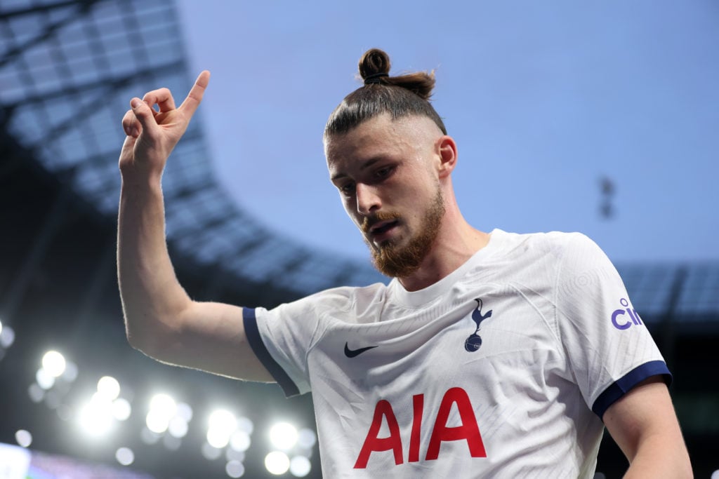 Radu Dragusin of Tottenham Hotspur  during the Premier League match between Tottenham Hotspur and Manchester City at Tottenham Hotspur Stadium on M...