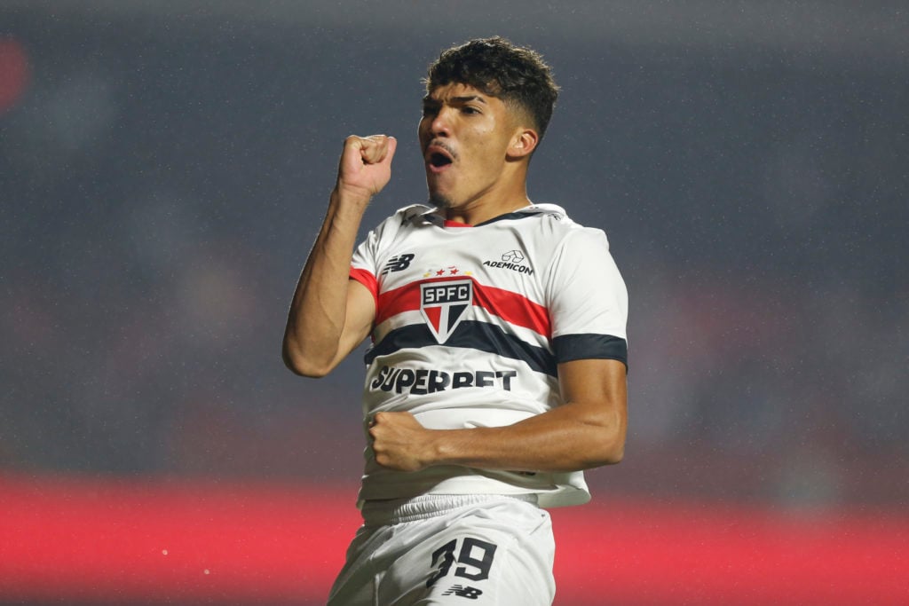 William Gomes of Sao Paulo reacts during a match between Sao Paulo and Vitoria as part of Brasileirao Series A 2024 at MorumBIS on August 25, 2024 ...