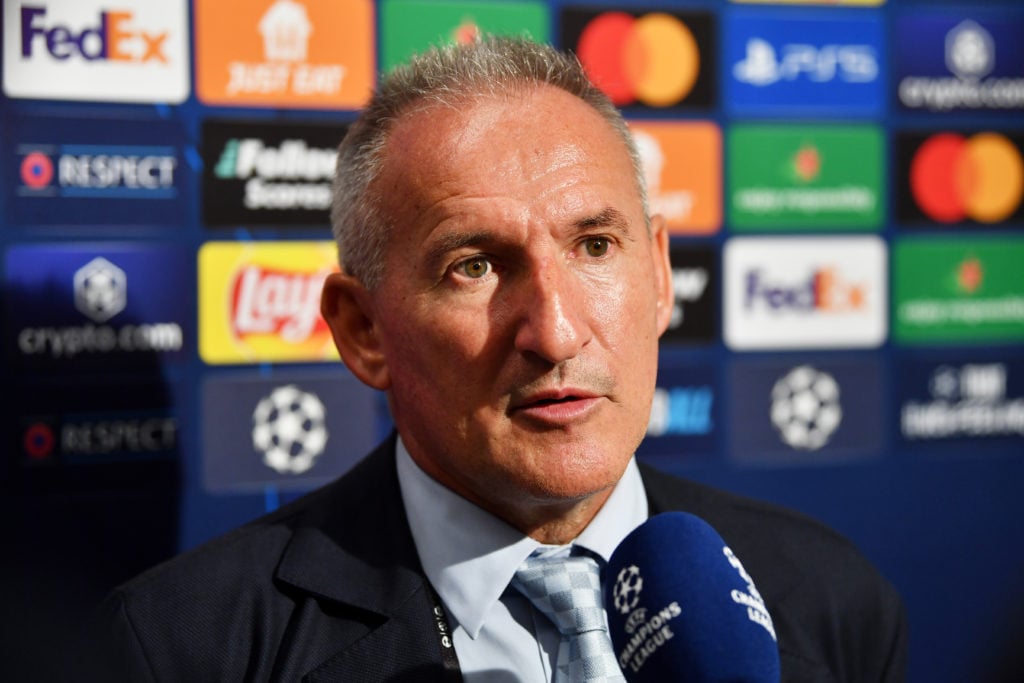 Txiki Begiristain, Director of Football at Manchester City speaks to the media  during the UEFA Champions League 2024/25 Group Stage Draw at Grimal...