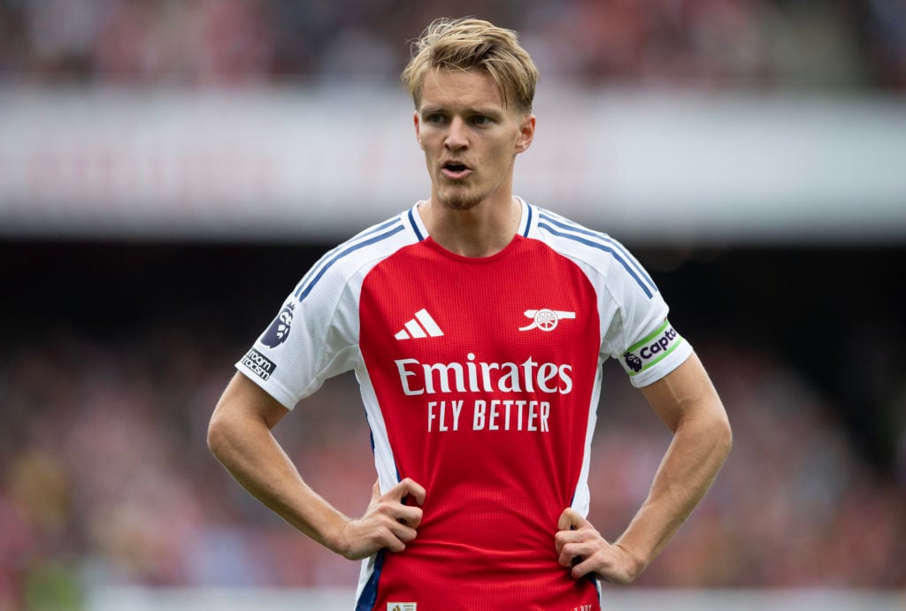 Martin Odegaard of Arsenal during the Premier League match between Arsenal FC and Brighton & Hove Albion FC at Emirates Stadium on August 31, 2...