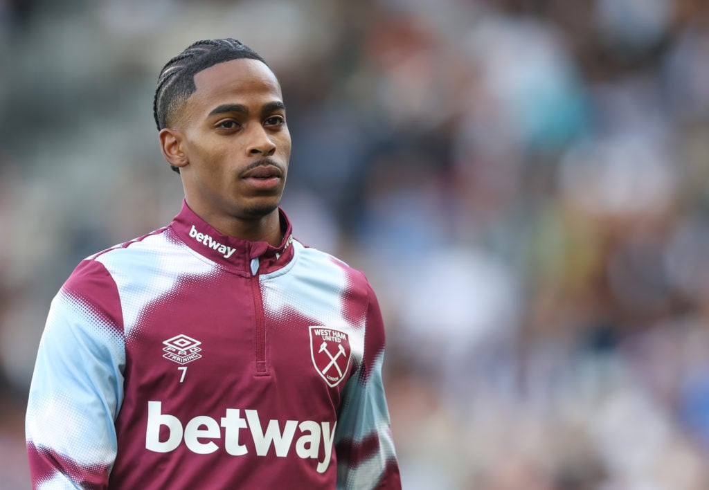 West Ham United's Crysencio Summerville during the Premier League match between Fulham FC and West Ham United FC at Craven Cottage on September 14,...