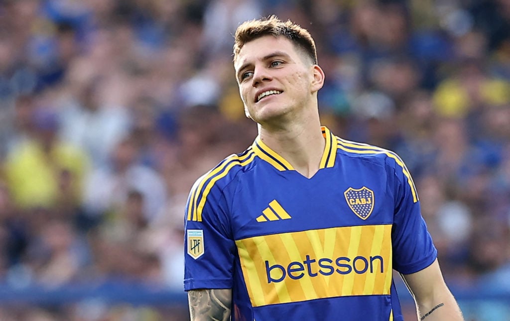 Boca Juniors' midfielder Kevin Zenon gestures during the 2024 Argentine Professional Football League tournament match between Boca Juniors and Rive...