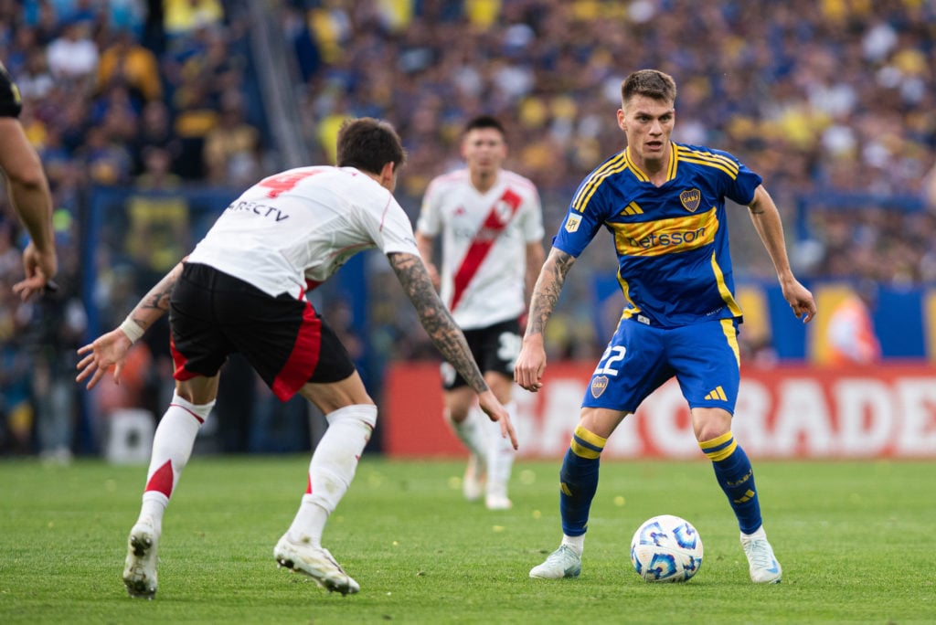 Kevin Zenon of Boca Juniors during an Argentine soccer league match at La Bombonera stadium in Buenos Aires, Argentina, on September 21, 2024.