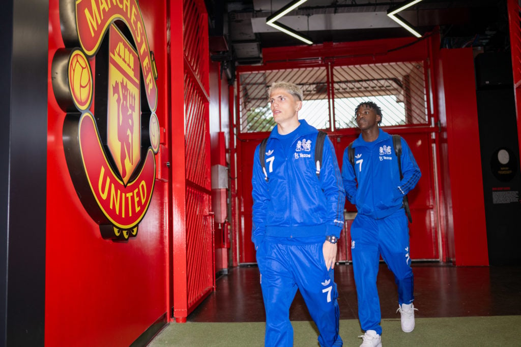 Kobbie Mainoo & Alejandro Garnacho of Manchester United arrive prior to the Premier League match between Manchester United FC and Tottenham Hot...