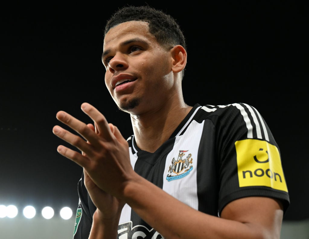 William Osula of Newcastle United (18) claps the fans following the Carabao Cup Third Round match between Newcastle United and AFC Wimbledon at The...