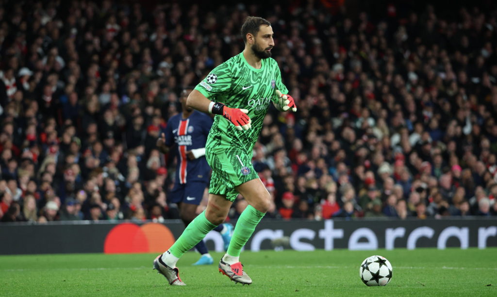 Gianluigi Donnarumma playing against Arsenal for PSG.