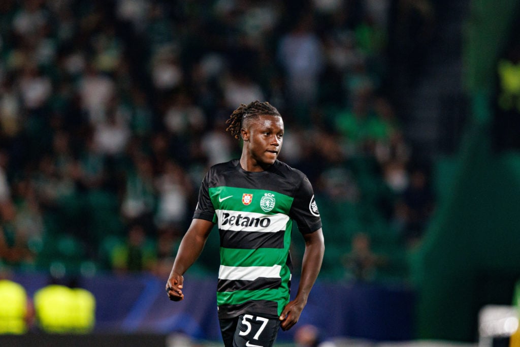 Geovany Quenda (Sporting CP) seen in action during UEFA Champions League game between teams of Sporting CP and LOSC Lille. Final Score : Sporting C...