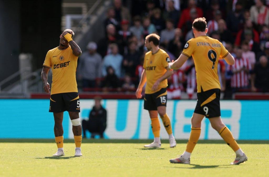 A dejected looking Mario Lemina of Wolverhampton Wanderers  during the Premier League match between Brentford FC and Wolverhampton Wanderers FC at ...