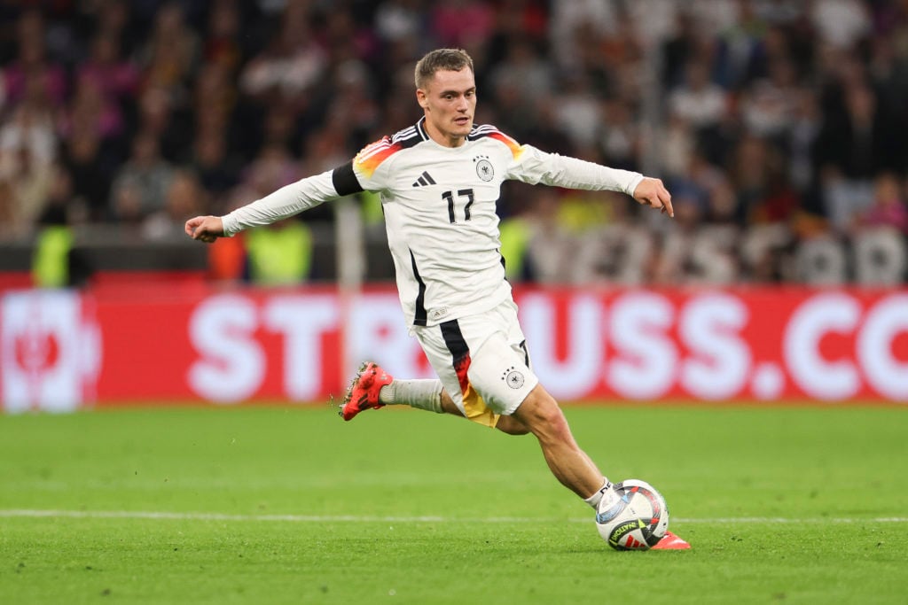 Florian Wirtz of Germany controls the ball during the UEFA Nations League 2024/25 League A Group A3 match between Germany and Netherlands at Allian...