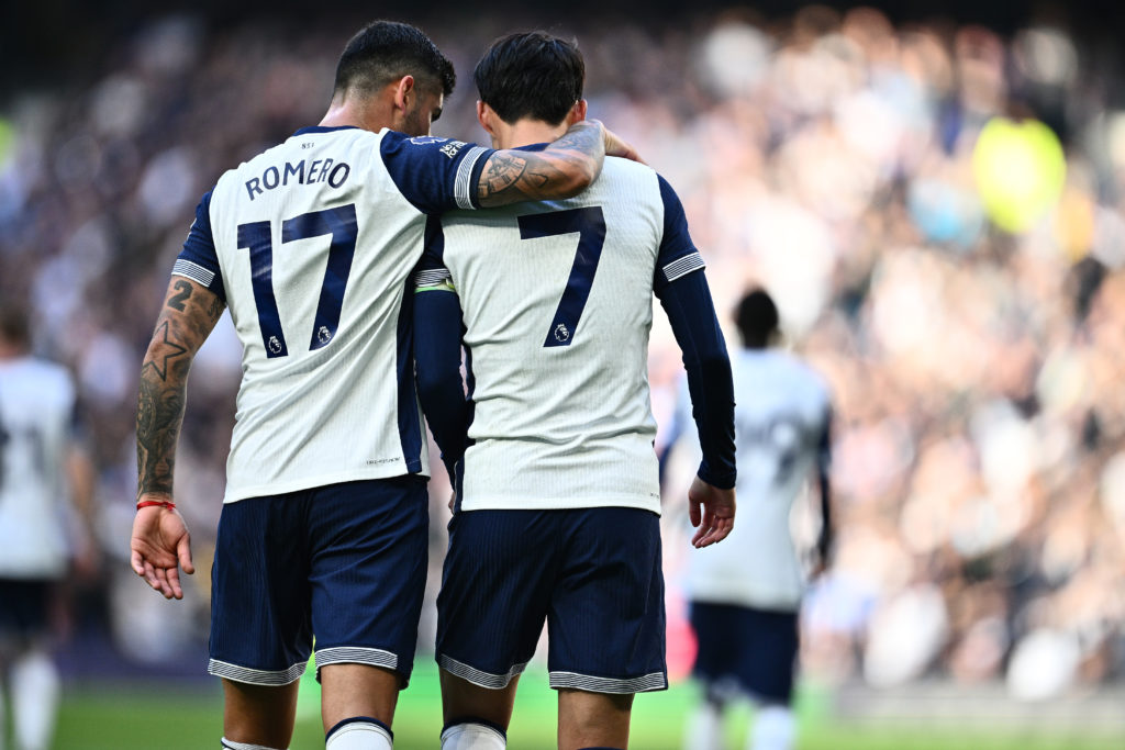 Cristian Romero and Son Heung-min during Tottenham Hotspur FC v West Ham United FC - Premier League