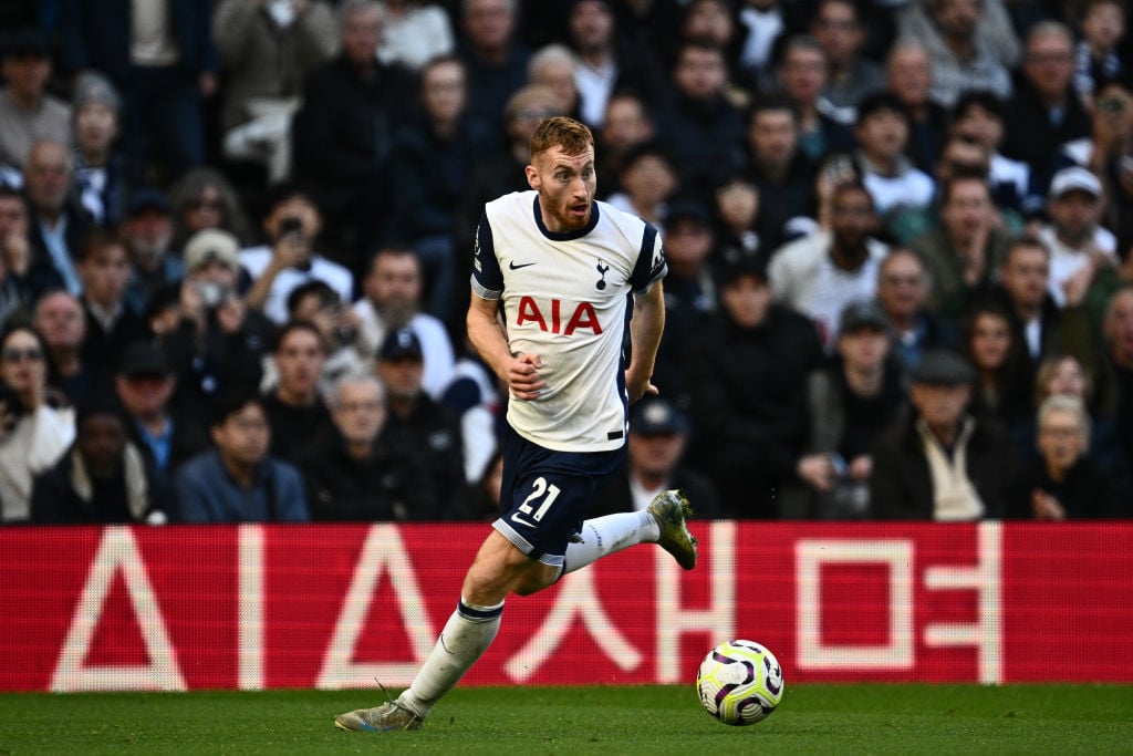 Dejan Kulusevski of Tottenham Hotspur FC controls ball during the Premier League match between Tottenham Hotspur FC and West Ham United FC at Totte...