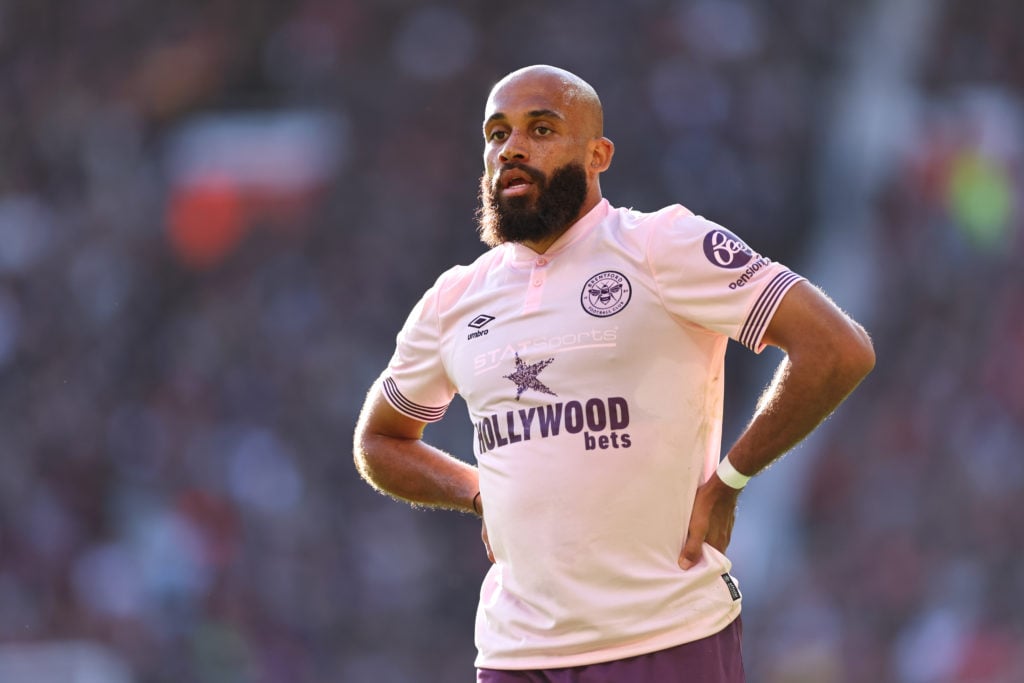 Bryan Mbeumo of Brentford during the Premier League match between Manchester United FC and Brentford FC at Old Trafford on October 19, 2024 in Manc...