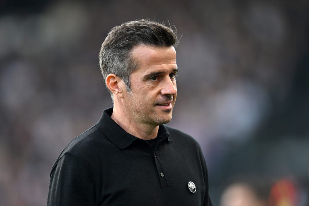 Marco Silva, Manager of Fulham, looks on during the Premier League match between Fulham FC and Aston Villa FC at Craven Cottage on October 19, 2024...