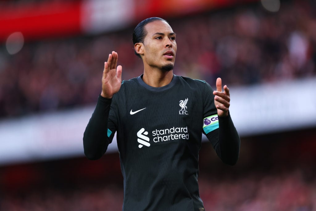 Virgil van Dijk of Liverpool during the Premier League match between Arsenal FC and Liverpool FC at Emirates Stadium on October 27, 2024 in London,...