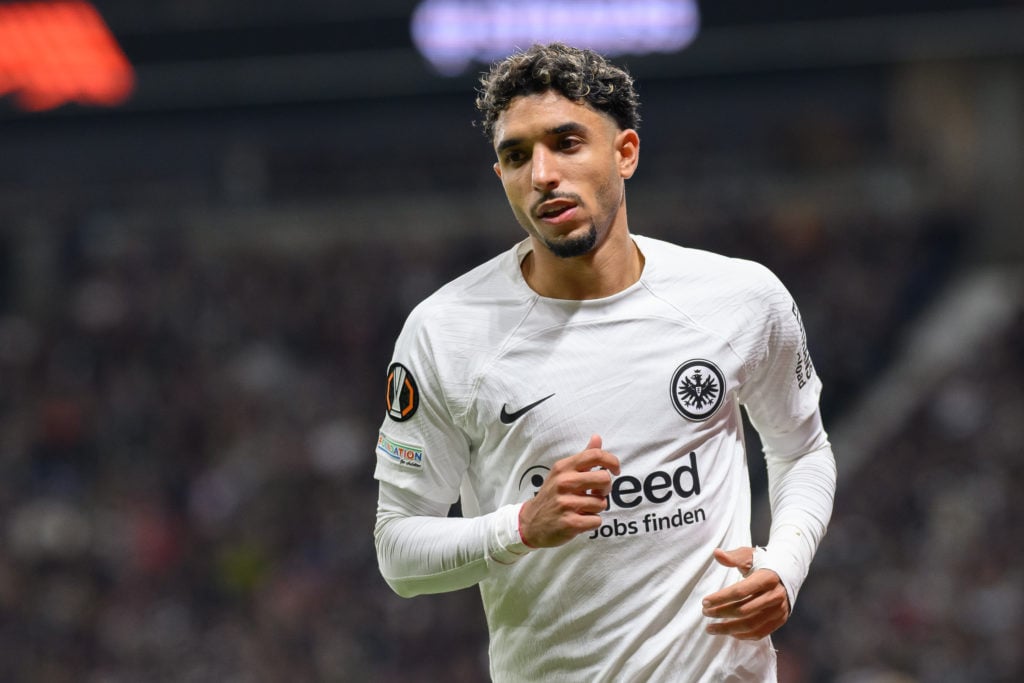 Omar Marmoush of Eintracht Frankfurt in action during the UEFA Europa League 2024/25 League Phase MD3 match between Eintracht Frankfurt and Rigas F...