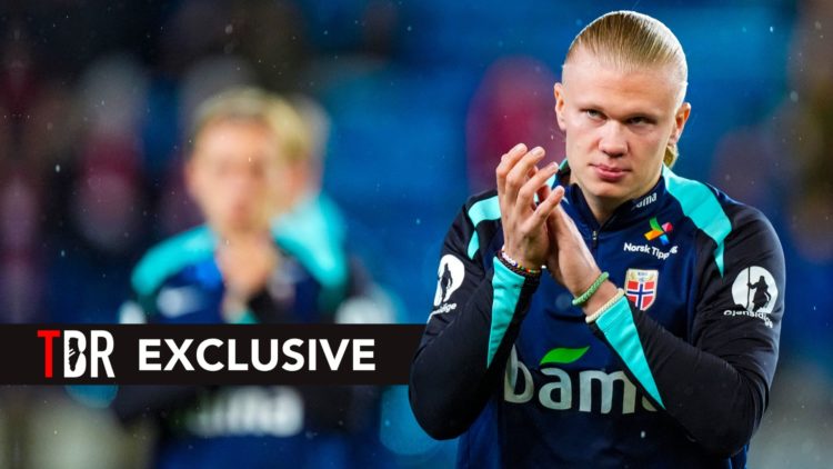 Erling Braut Haland reacts prior to the start of the UEFA Nations League League B Group 3B football match.