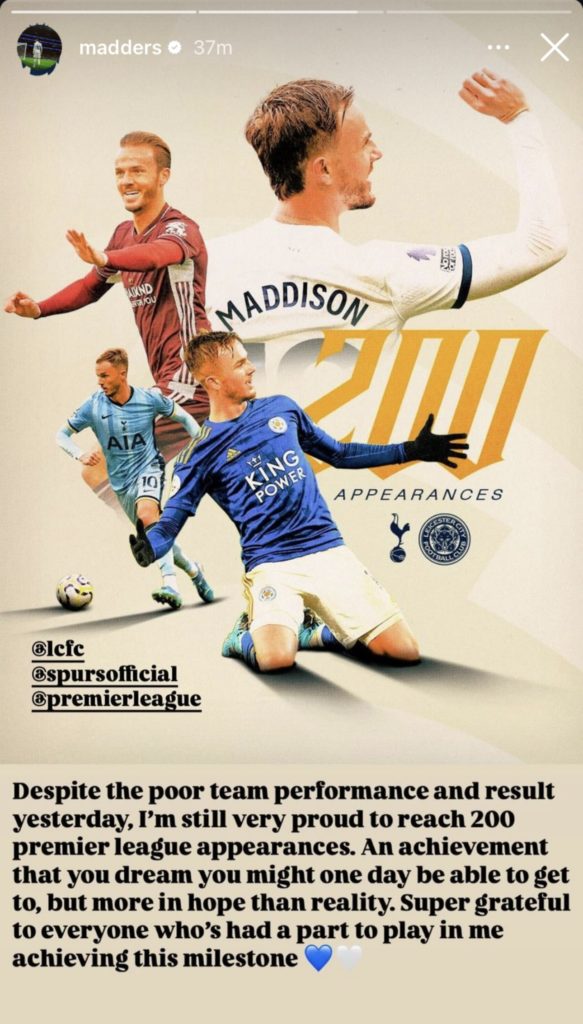James Maddison Instagram story.