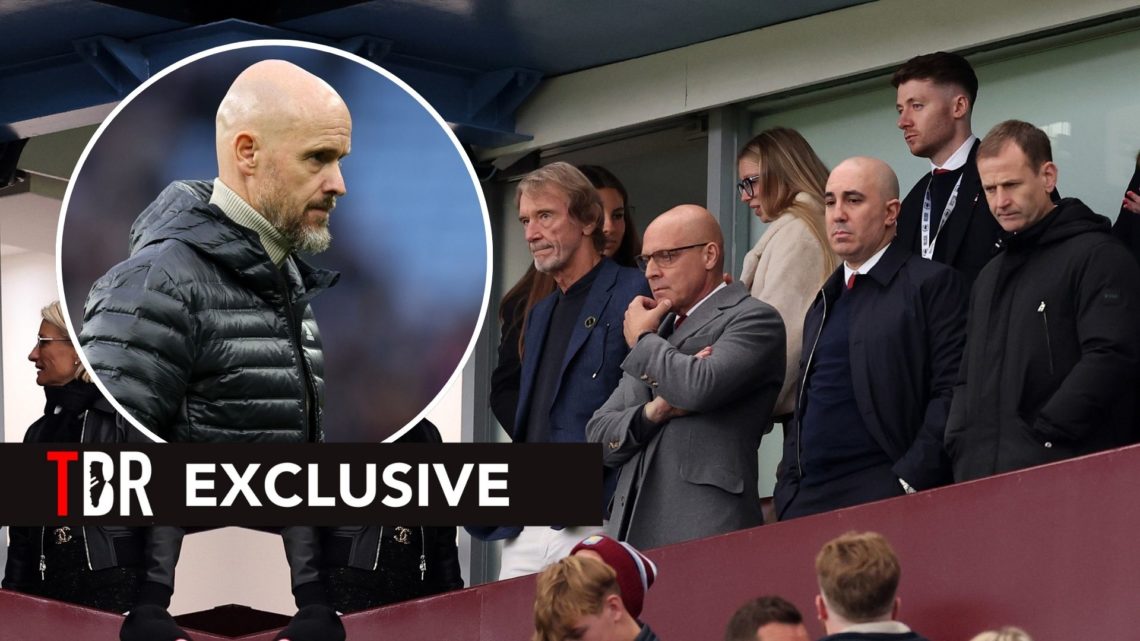 Sir Jim Ratcliffe, owner of Manchester United, Sir Dave Brailsford, head of sport for Omar Berrada, Chief Executive officer of Manchester United an...
