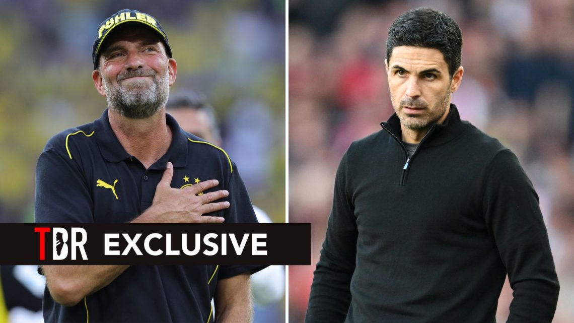 Split image of Jurgen Klopp and Mikel Arteta.
