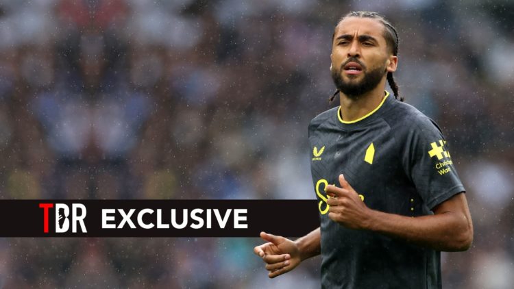 Dominic Calvert-Lewin of Everton during the Premier League match between Tottenham Hotspur FC and Everton FC at Tottenham Hotspur Stadium. Overlaid...