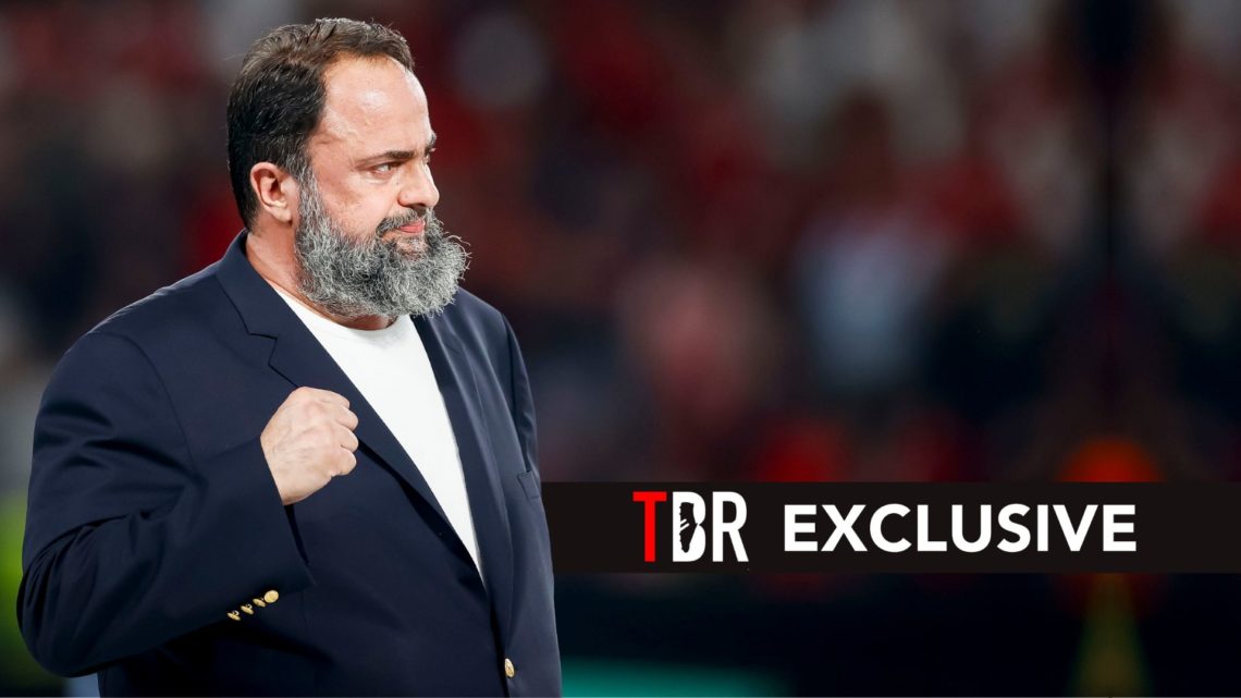 Evangelos Marinakis looks on after the UEFA Europa Conference League 2023/24 final match between Olympiacos FC and ACF Fiorentina.