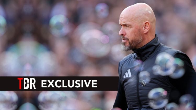 Erik ten Hag, manager of Manchester United, during the Premier League match between West Ham United FC and Manchester United FC.