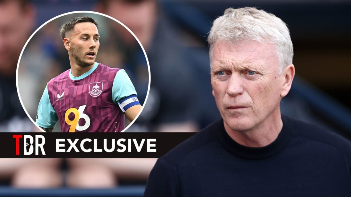 David Moyes, Manager of West Ham United, looks on prior to the Premier League match. Inset, Josh Brownhill.