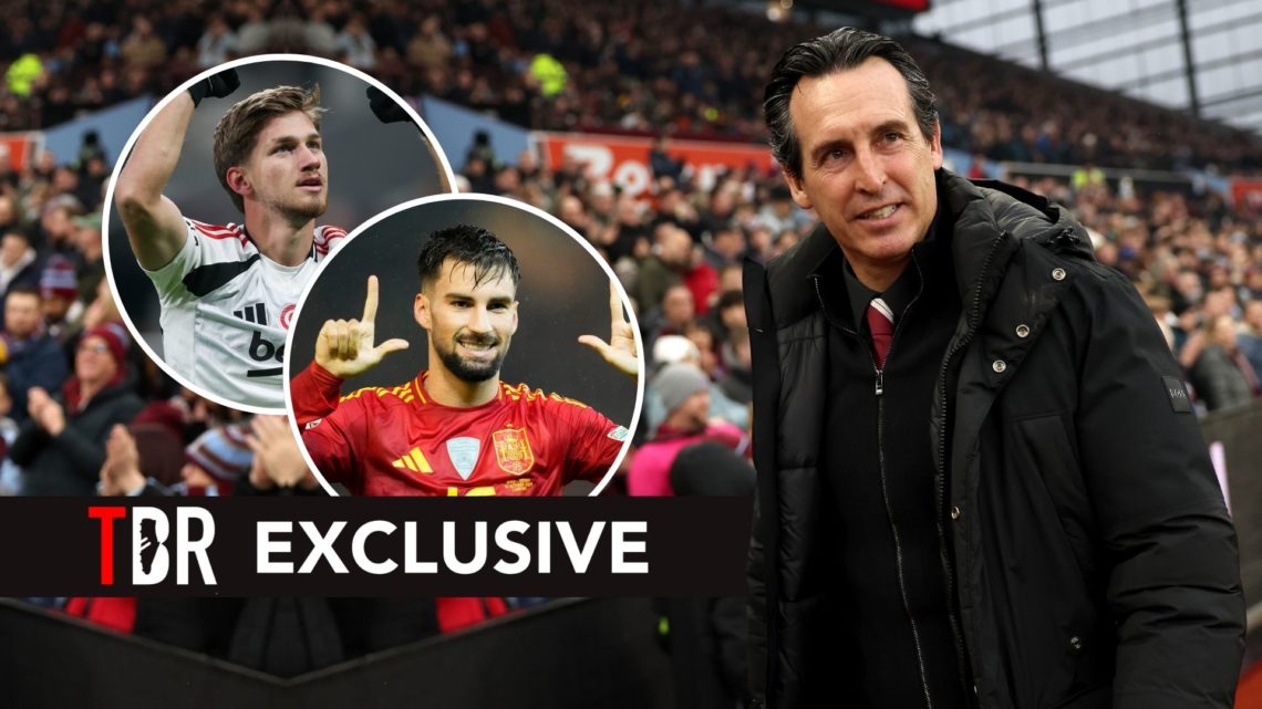 Unai Emery with insets of Semih Kilicsoy and Alex Baena.