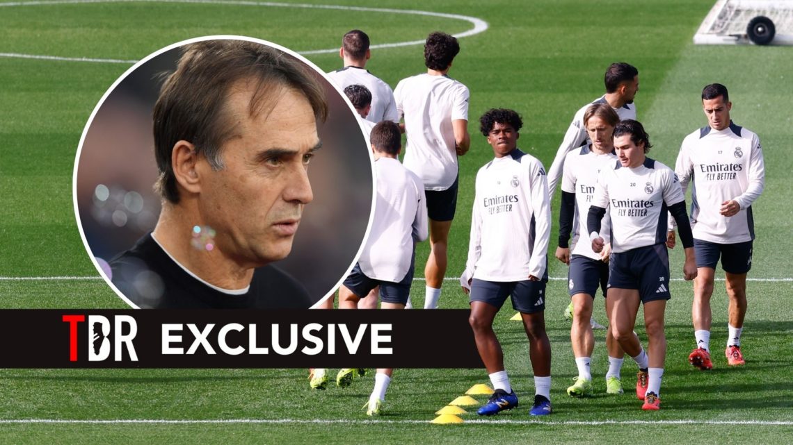 Real Madrid players. Inset, Julen Lopetegui.