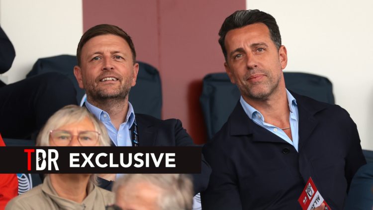 Richard Garlic Arsenal FC CEO and Edu Gaspar Arsenal FC Technical Director look on during the UEFA Youth League 2024/25 League Phase MD1 match betw...