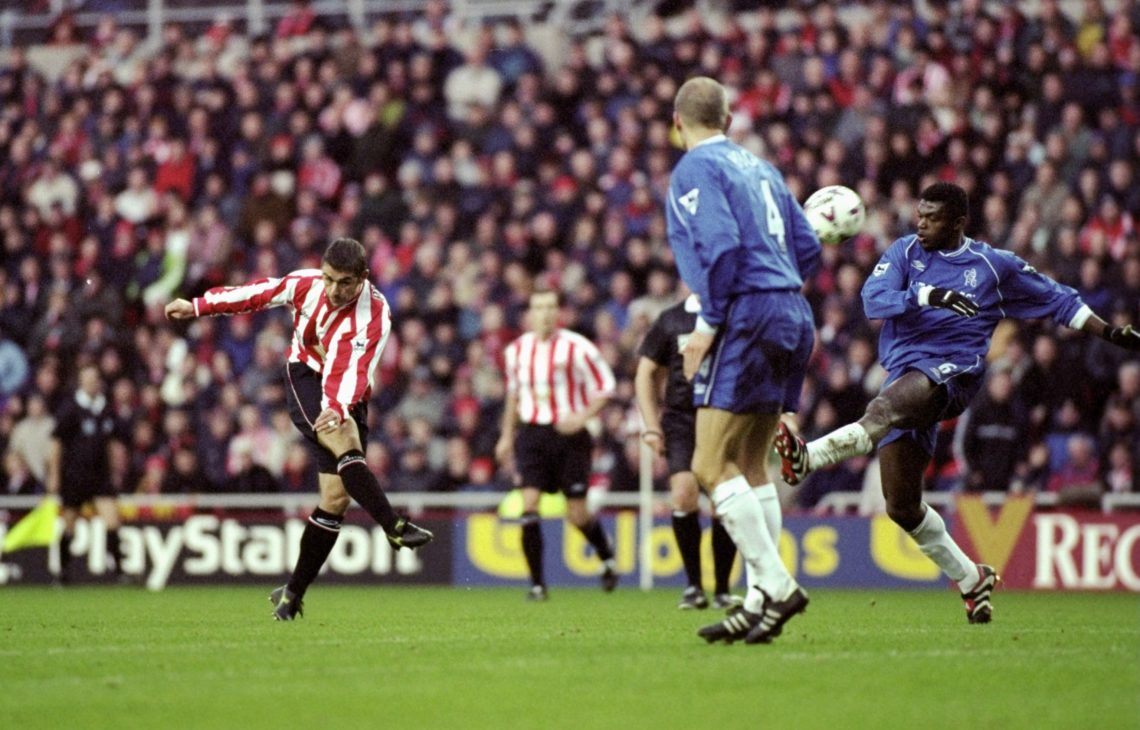 4 Dec 1999: Kevin Phillips of Sunderland scores his first against Chelsea during the FA Carling Premiership match at the Stadium of Light in Sunde...
