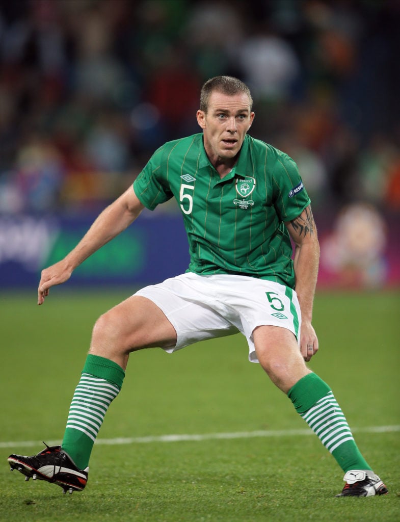 Richard Dunne of Republic of Ireland in action during the UEFA Euro 2012 Group C match between Republic of Ireland and Croatia at Municipal Stadium...