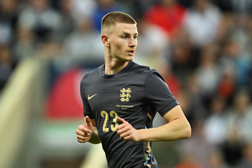 Adam Wharton of England looks on during the international friendly match between England and Bosnia & Herzegovina at St James' Park on June 03,...