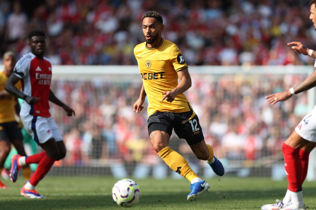 Matheus Cunha of Wolverhampton Wanderers during the Premier League match between Arsenal FC and Wolverhampton Wanderers FC at Emirates Stadium on A...