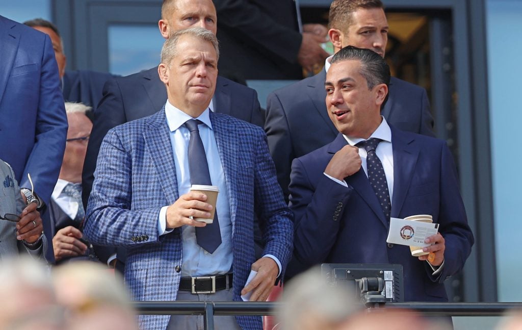 Chelsea Co Owners Behdad Eghbali, Todd Boehly during the Premier League match between West Ham United FC and Chelsea FC at London Stadium on Septem...