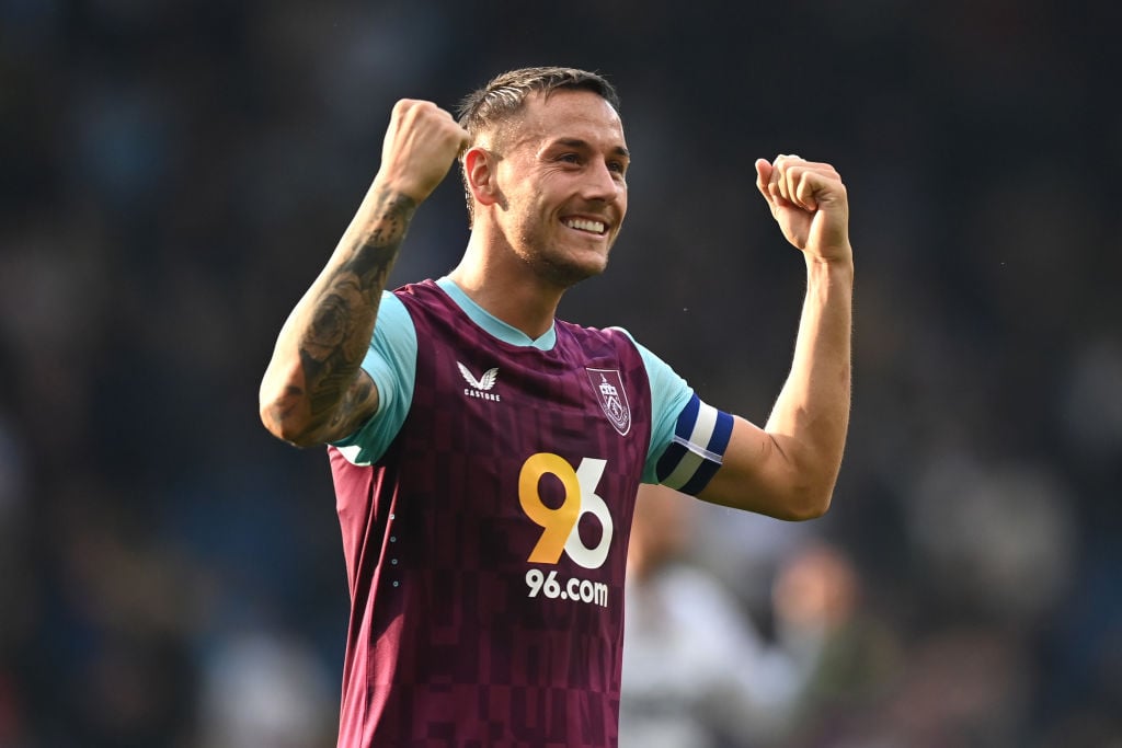 BURNLEY, ENGLAND - SEPTEMBER 21  Josh Brownhill of Burnley celebrates at the end of the Sky Bet Championship match between Burnley FC and Portsmout...