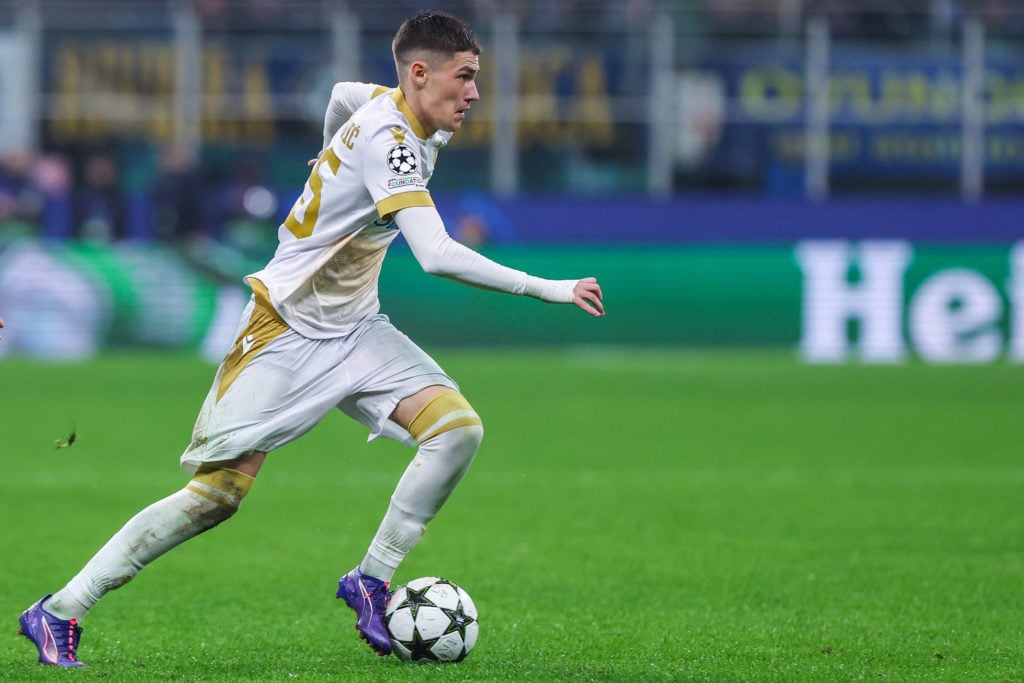 Andrija Maksimovic of FC Crvena Zvezda seen in action during UEFA Champions League 2024/25 League Phase - Matchday2 football match between FC Inter...