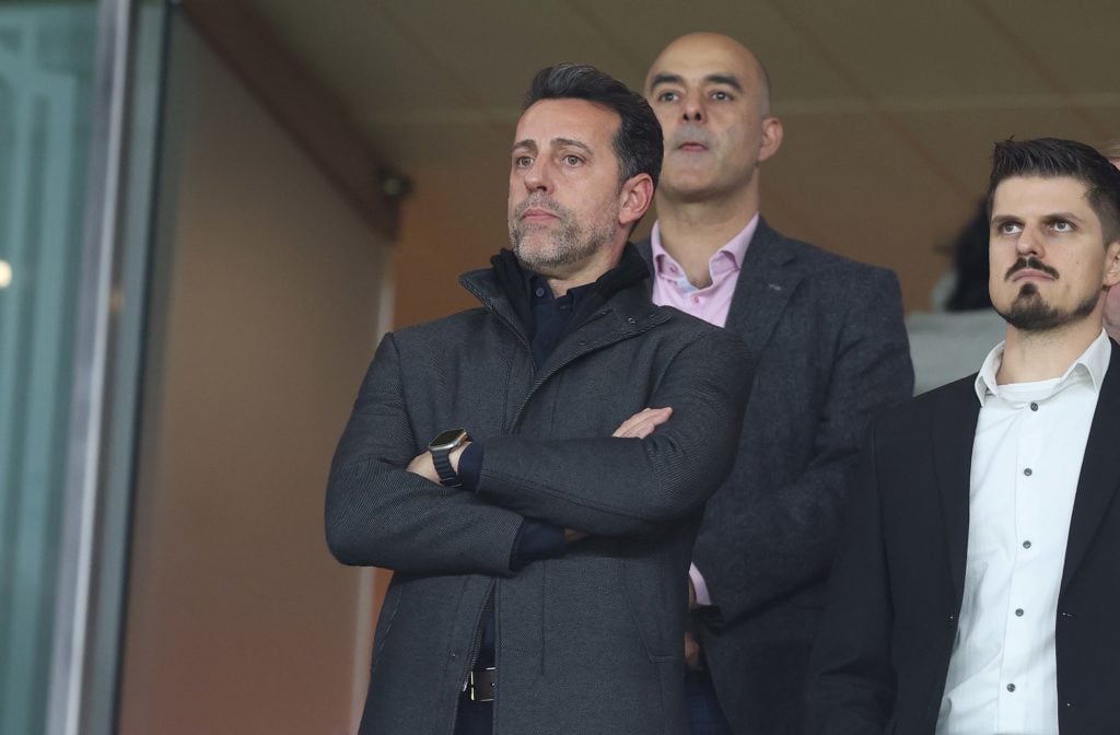 Edu, Eduardo Cesar Daud Gaspar sporting director of Arsenal watches on from the stands uring the UEFA Women's Champions League match between Arsena...