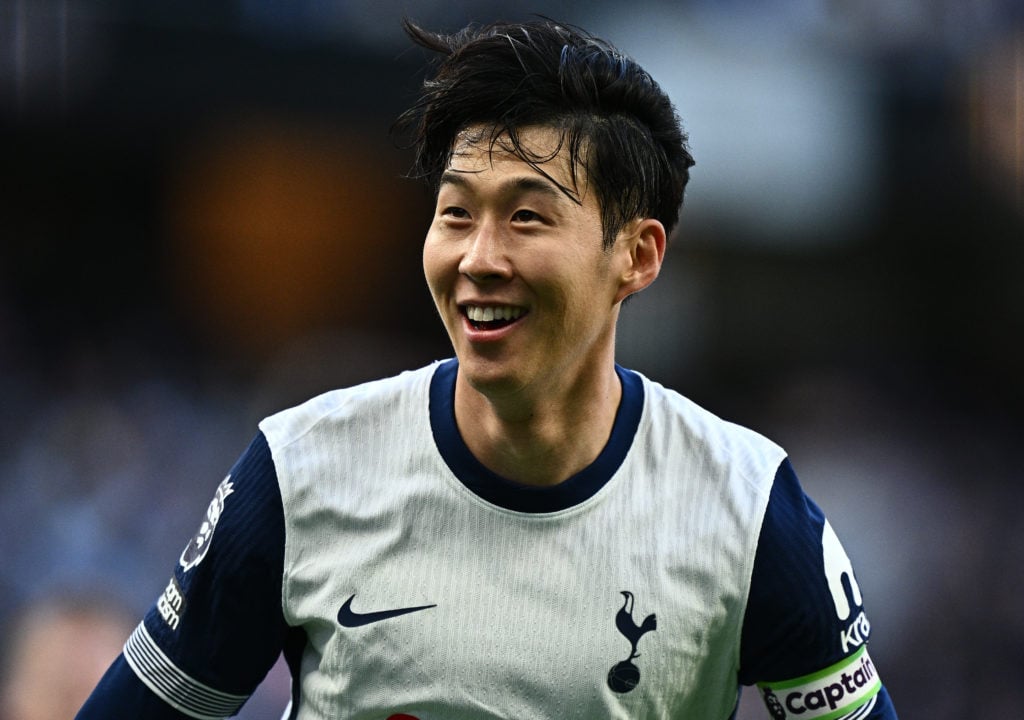 Son Heung-min of Tottenham Hotspur FC celebrates after scoring his team's fourth goal during the Premier League match between Tottenham Hotspur FC ...