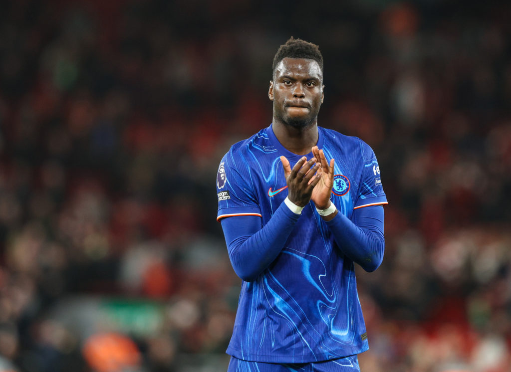 Benoit Badiashile applauds the Chelsea fans