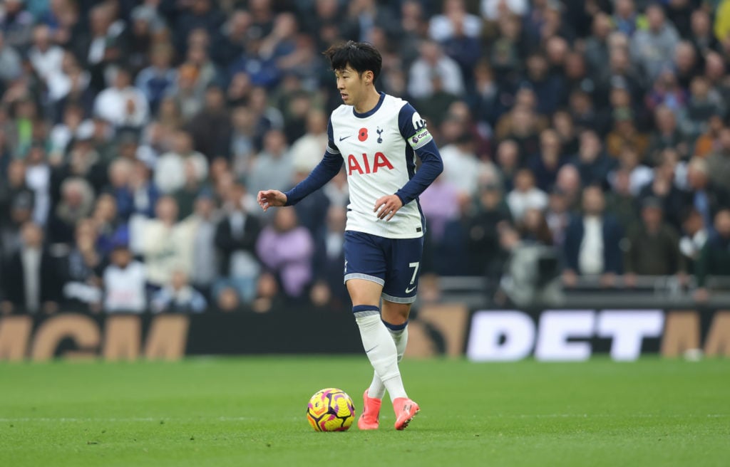 Tottenham Hotspur's Son Heung-Min during the Premier League match between Tottenham Hotspur FC and Aston Villa FC at Tottenham Hotspur Stadium on N...