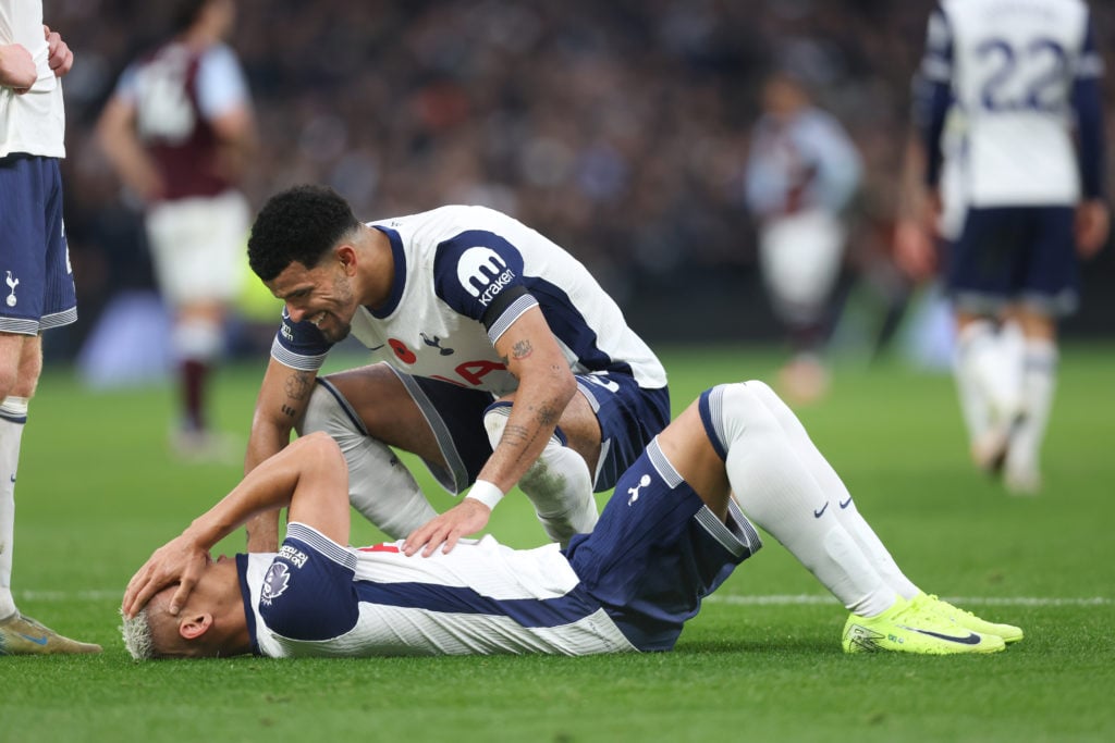 Richarlison and Dominic Solanke during Tottenham Hotspur FC v Aston Villa FC in the Premier League