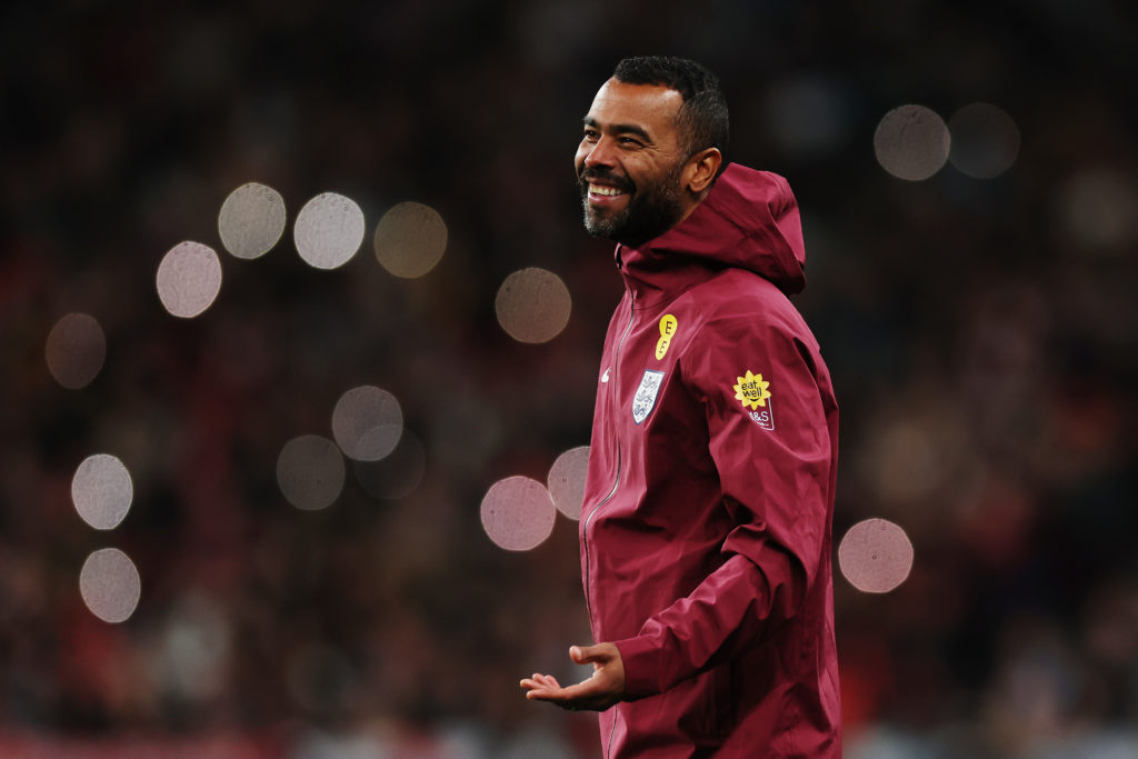 Ashley Cole, Interim Assistant Coach of England, reacts during the UEFA Nations League 2024/25 League B Group B2 match between England and Republic...