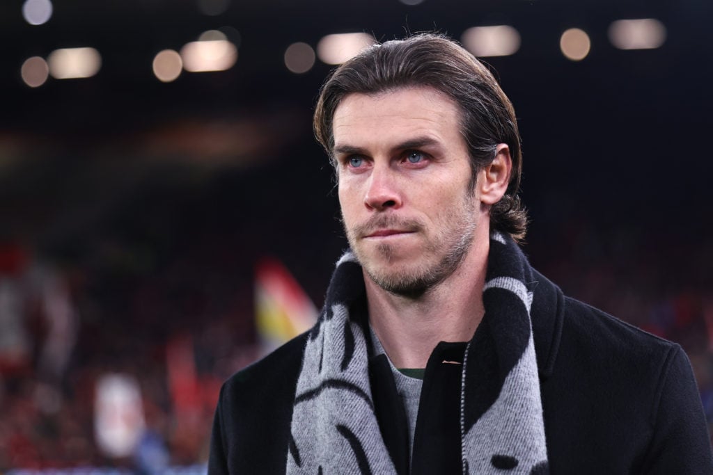 Gareth Bale, working as a TV pundit for TNT Sports during the UEFA Champions League 2024/25 League Phase MD5 match between Liverpool FC and Real Ma...