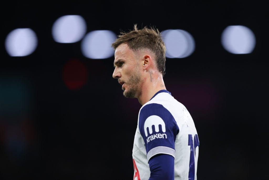 James Maddison of Tottenham Hotspur during the Premier League match between Manchester City FC and Tottenham Hotspur FC at Etihad Stadium on Novemb...