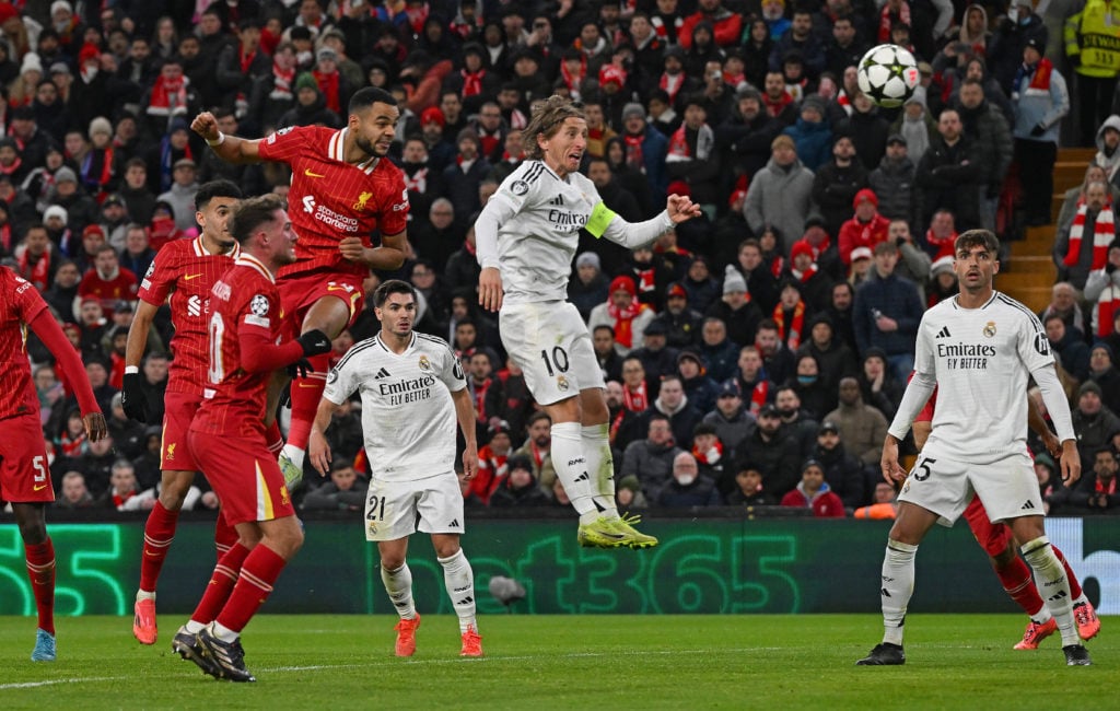 (THE SUN OUT, THE SUN ON SUNDAY OUT) Cody Gakpo of Liverpool scoring the second goal making the score 2-0 during the UEFA Champions League 2024/25 ...