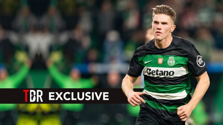 Viktor Gyökeres of Sporting CP celebrates his goal during the UEFA Champions League 2024/25 League Phase MD4 match between Sporting Clube de Portug...