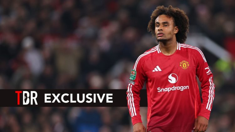 Joshua Zirkzee of Manchester United during the Carabao Cup Fourth Round match between Manchester United and Leicester City at Old Trafford on Octob...